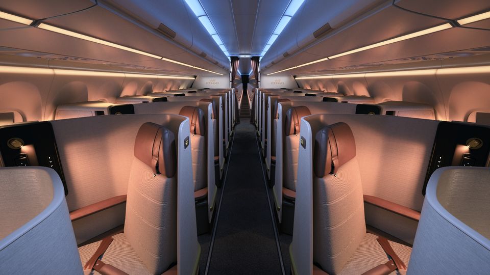 Etihad's A321LR premium cabin.