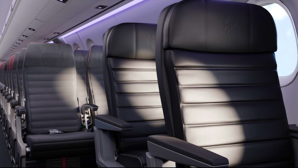 Virgin Australia's E190-E2 cabin includes two solo business class seats.