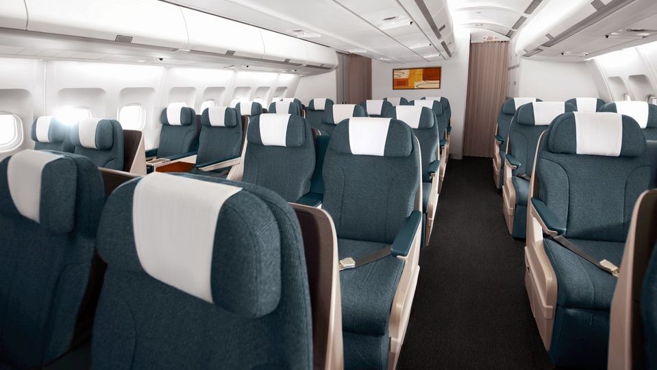 Cathay Pacific's regional twin-aisle business class recliners.