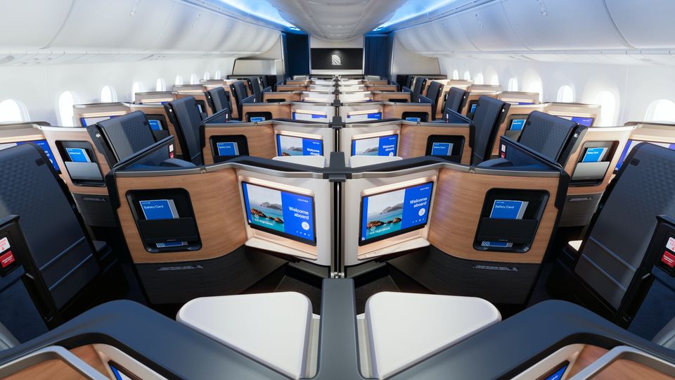 United Airline's new 'Elevated 787' Polaris business class.