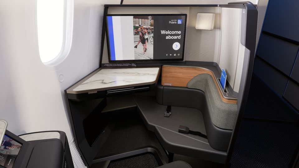 United Airline's new 'Elevated 787' Polaris business class.
