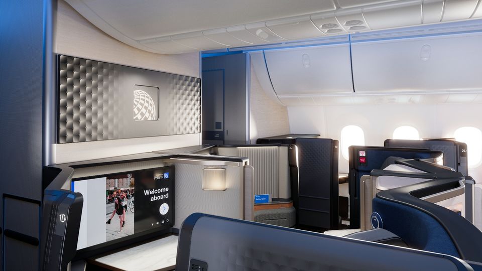 United Airline's new 'Elevated 787' Polaris business class.