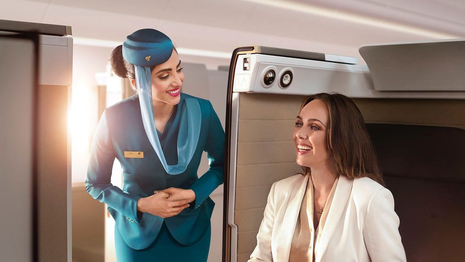 Oman Air's 787 Business Studio suite.