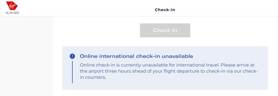 Get to the airport early for your Virgin Australia flight to Doha.