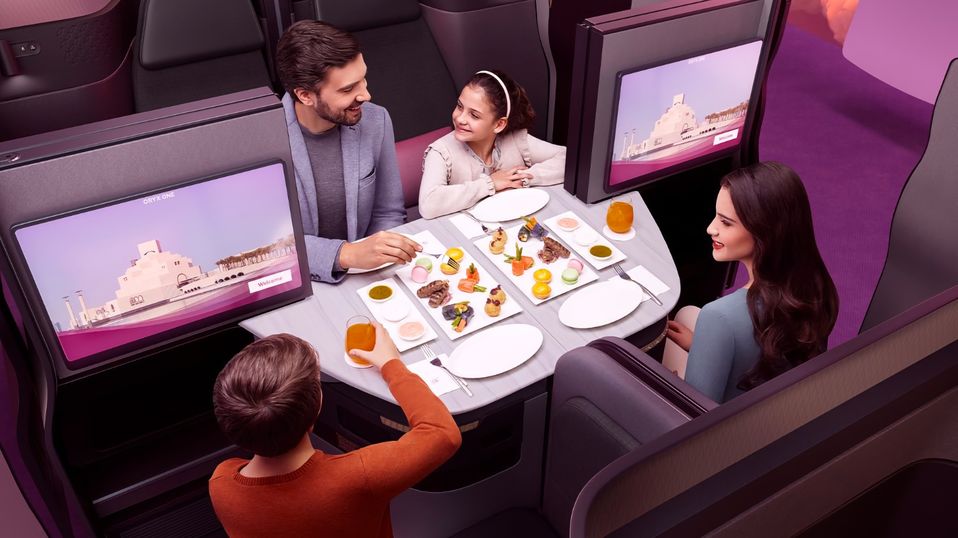 Families can book two pairs of middle seats and open them up into a 'quad' suite.