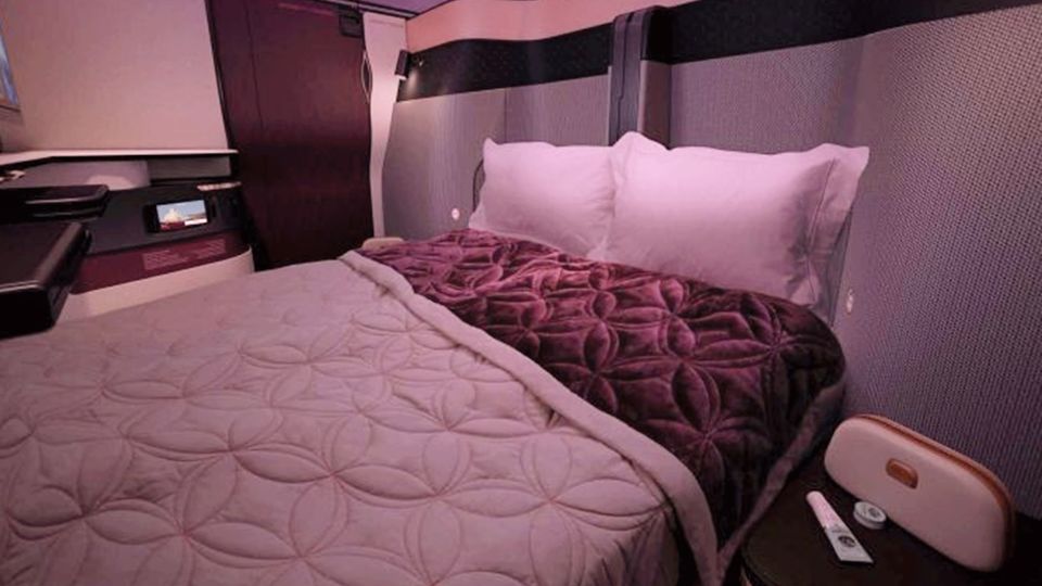 The middle E & F seats can convert into a double bed.