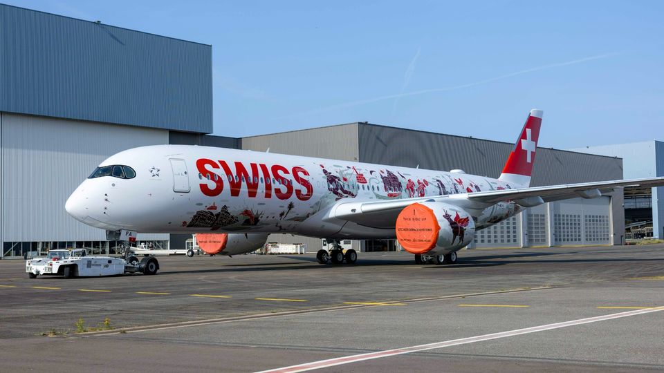 The first Swiss A350 is a 'flying art gallery'.
