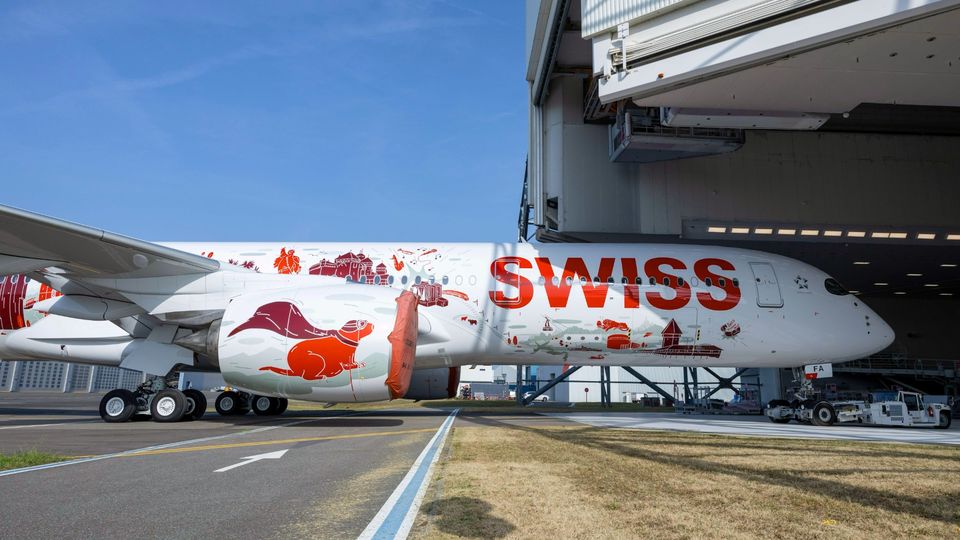 The first Swiss A350 is a 'flying art gallery'.