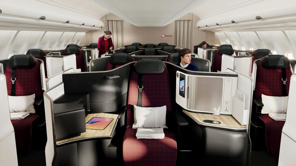 Swiss' new A350 business class.