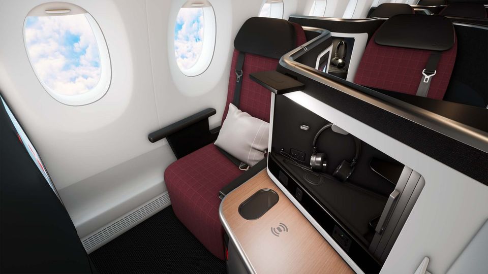 Swiss' new A350 business class.