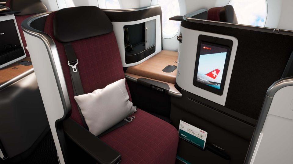 Swiss' new A350 business class.