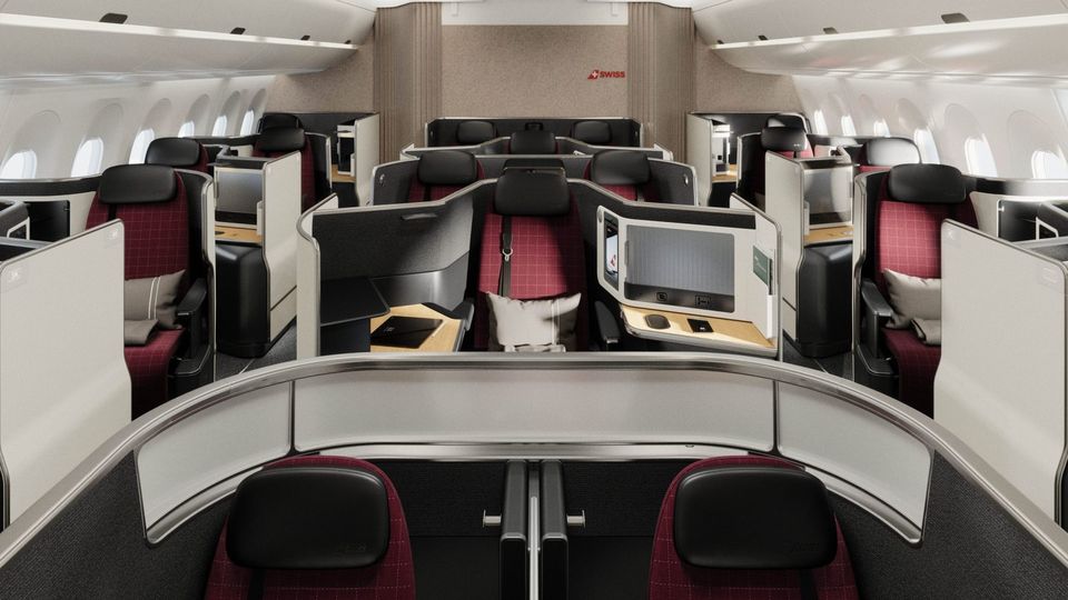 Swiss' new A350 business class.