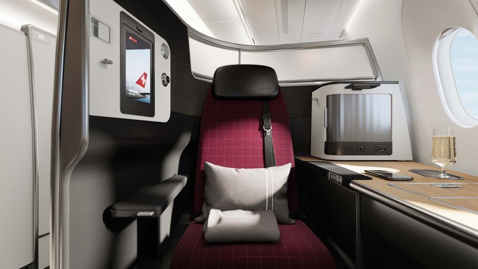 Swiss' new A350 business class.