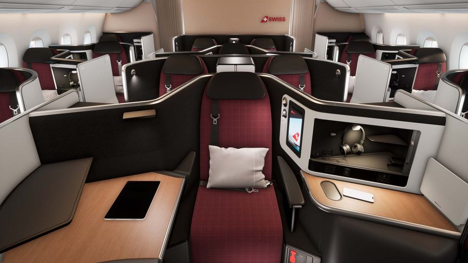 Swiss' new A350 business class.