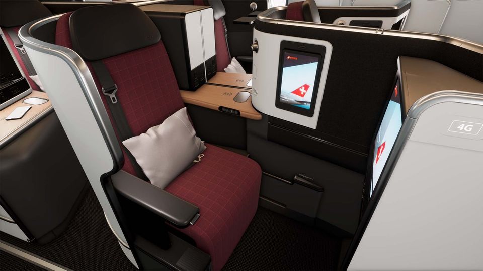 Swiss' new A350 business class.