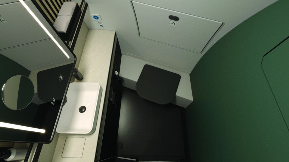 Swiss' new A350 washrooms.