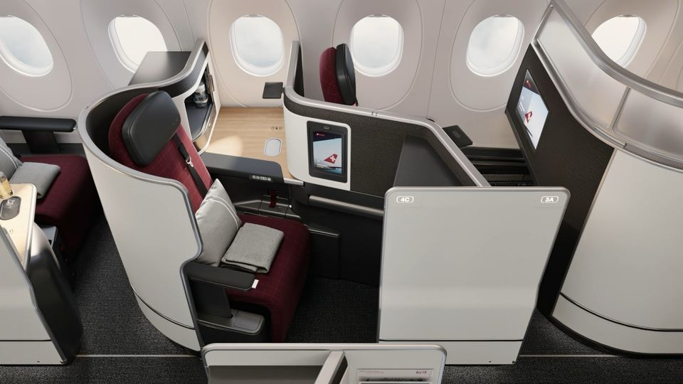 Swiss' new A350 business class.