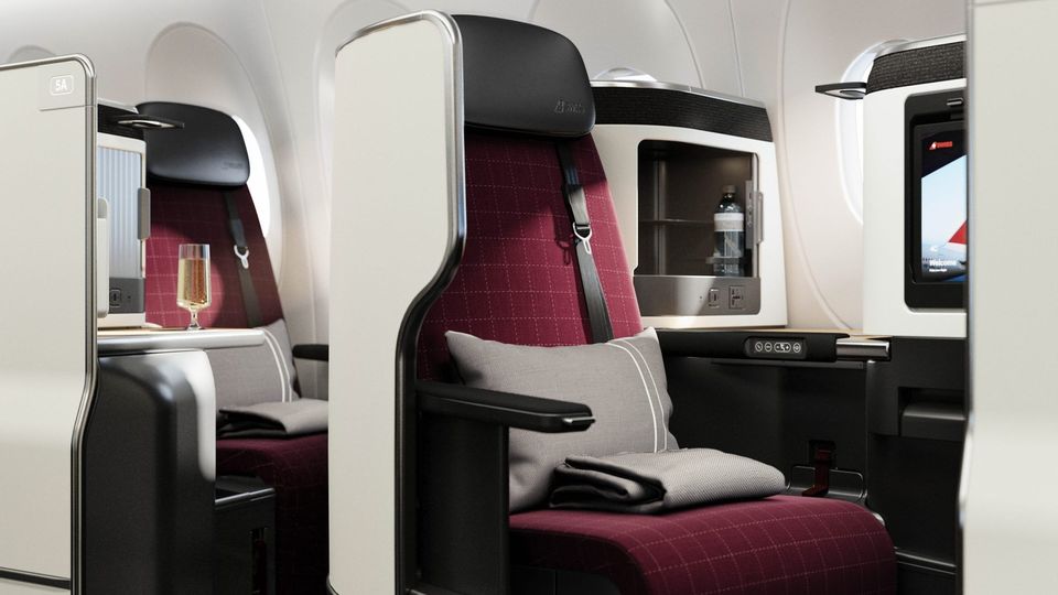 Swiss' new A350 business class.