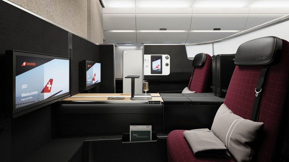 Swiss' new A350 business class.