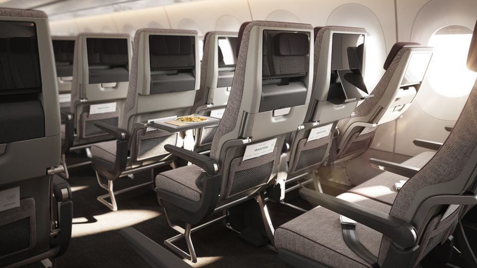 Qantas' new A350 economy class.