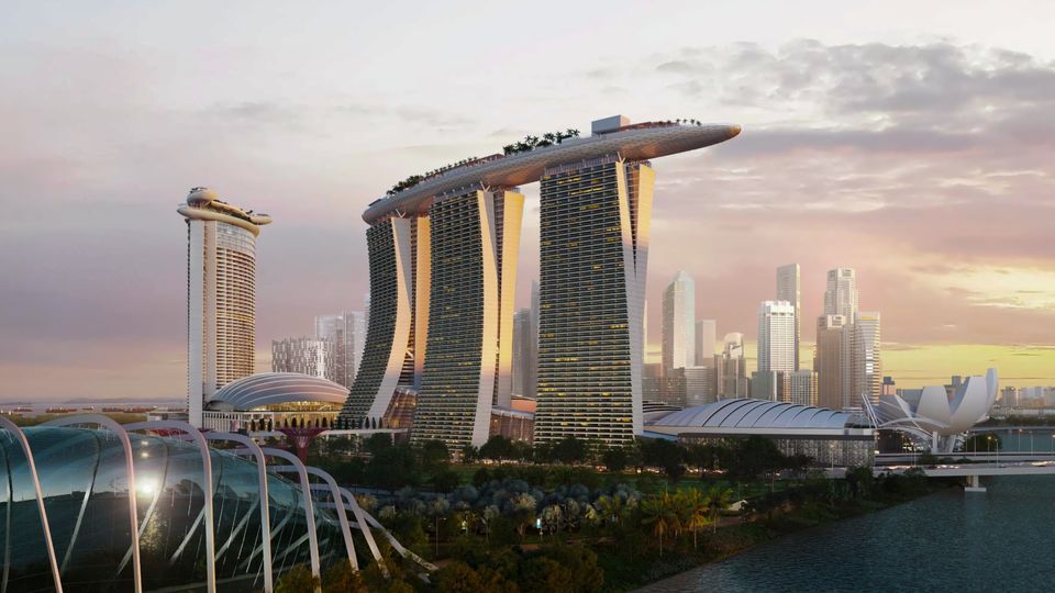 The Marina Bay Sands and its new IR2 tower.