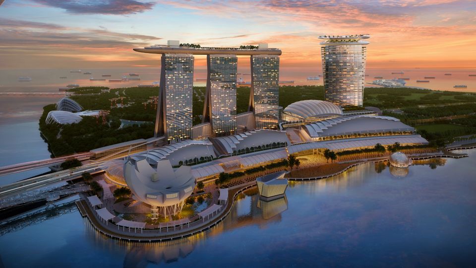 The Marina Bay Sands and its new IR2 tower.