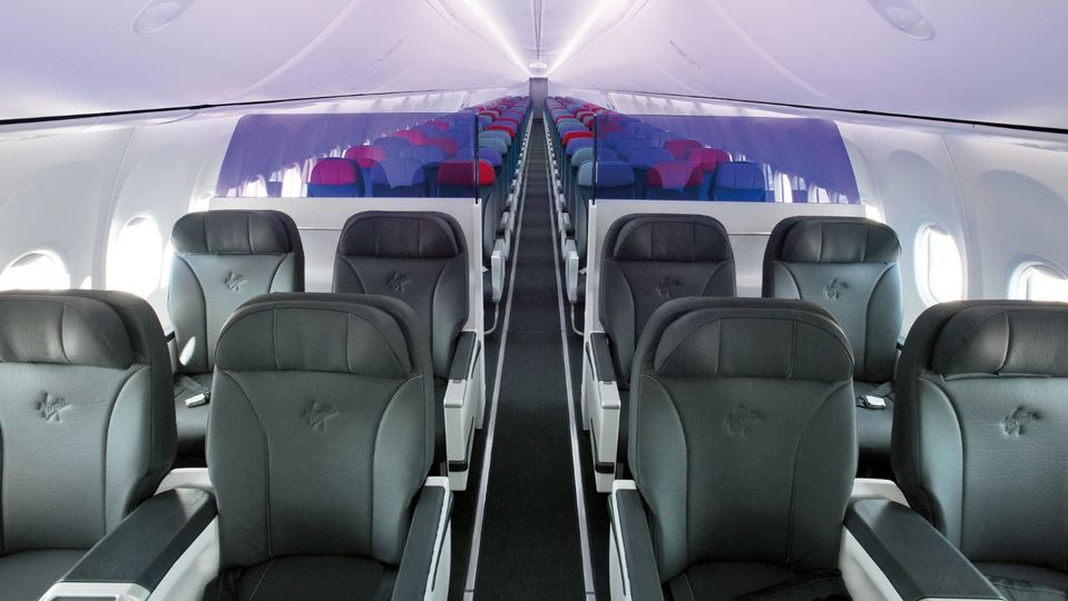 Virgin's original business/economy cabin divider.