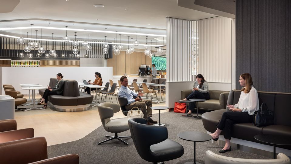 Lufthansa's JFK T6 lounge will share the design of its Newark counterpart, shown here.