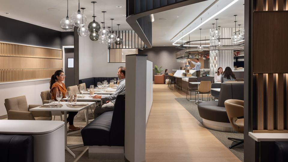 Lufthansa's JFK T6 lounge will share the design of its Newark counterpart, shown here.