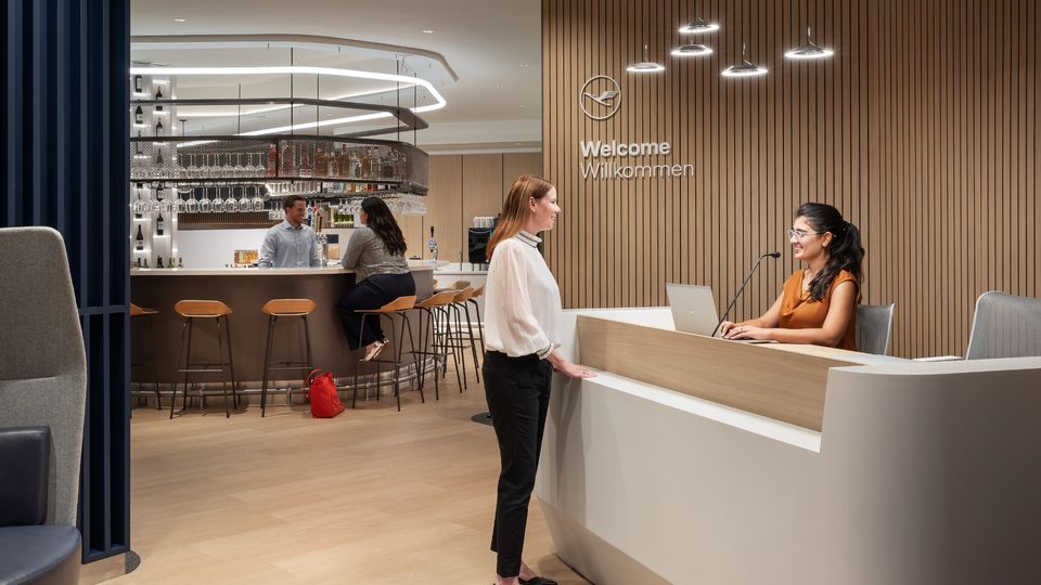 Lufthansa's JFK T6 lounge will share the design of its Newark counterpart, shown here.