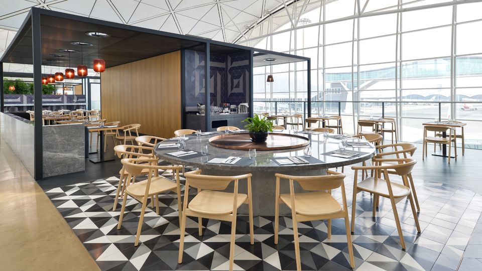 The Qantas Lounge in Hong Kong.