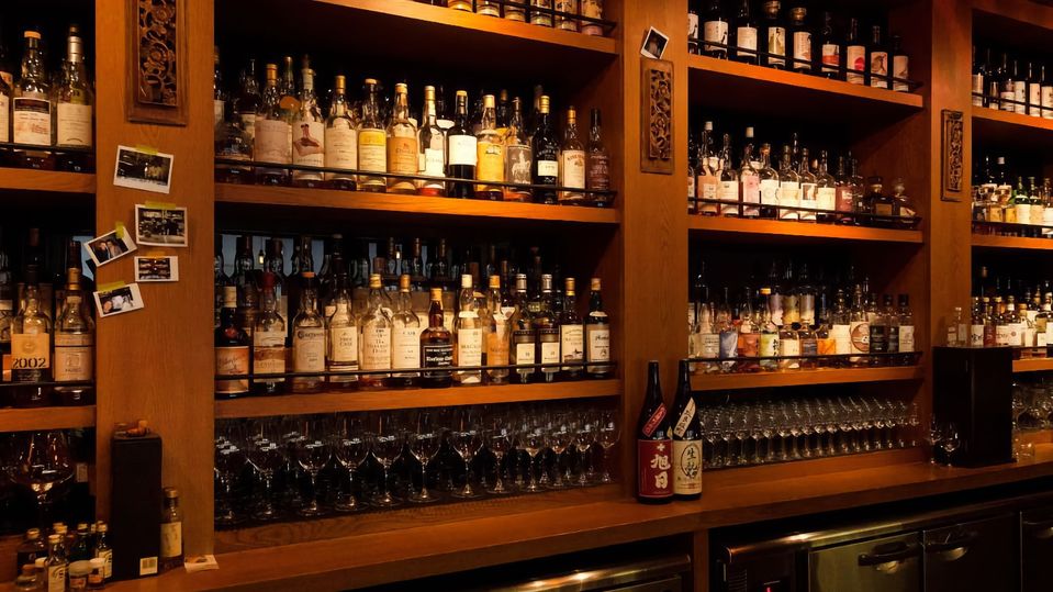 A wall of whisky awaits at Club Qing.
