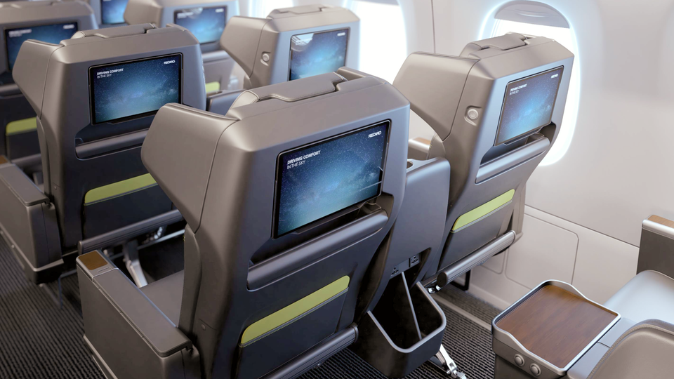 Seatback video screens are among the many options available on the Recaro R5.