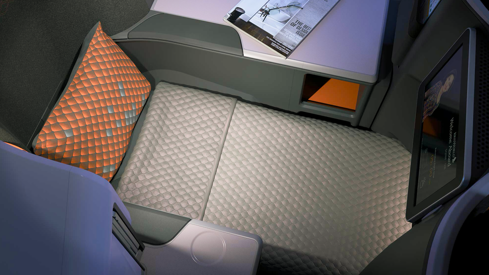 Singapore Airlines' Boeing 737 Max business class.