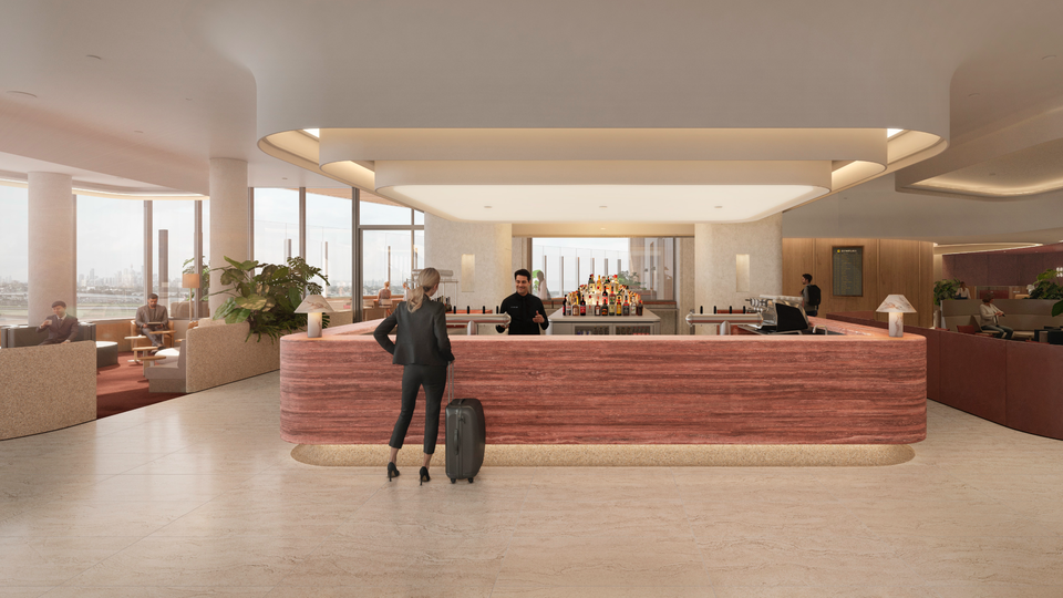 A concept image of the new Qantas Sydney International Business Lounge.