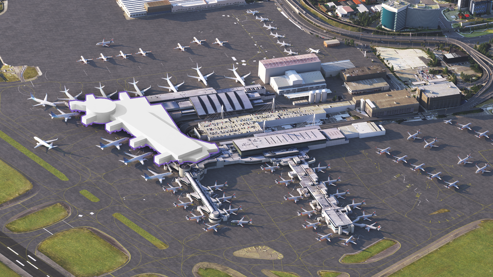 The integration of T2 and T3 would add international flights to the departure boards.