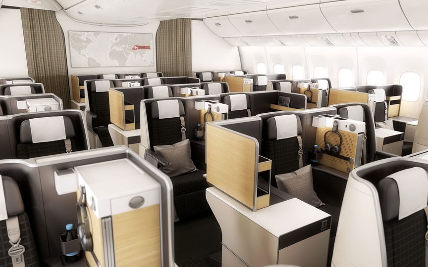 Swiss' current 777 business class.
