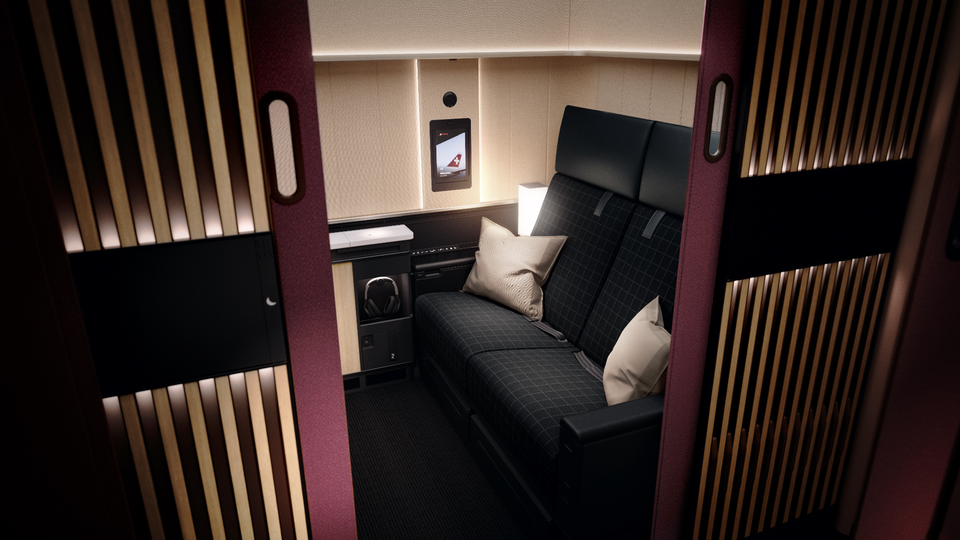 Swiss' new 777 first class.