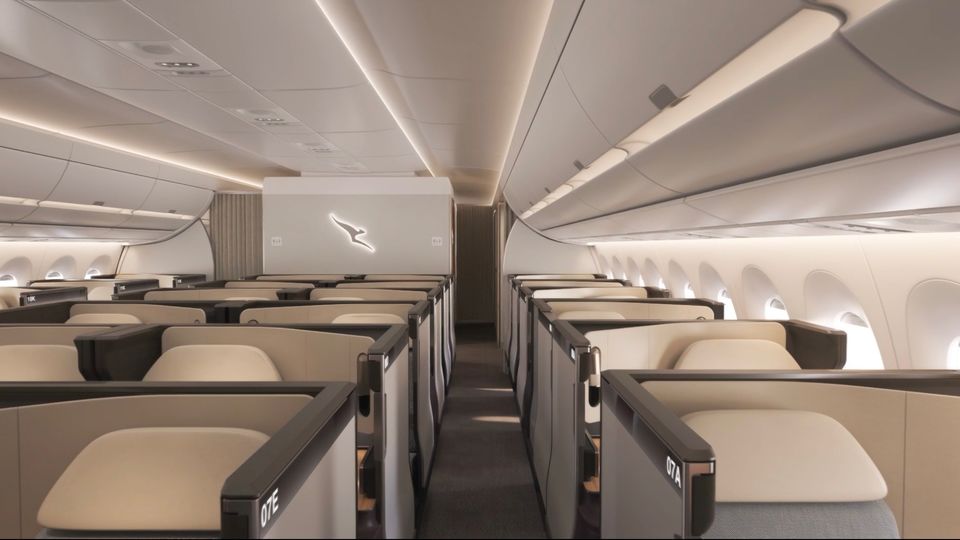 Qantas' A350-1000 business class (based on the same Safran Unity platform as Emirates' 777X).