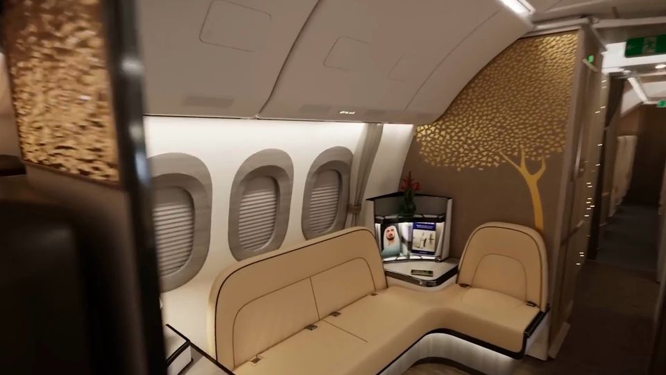 Emirates' onboard 777X lounge.