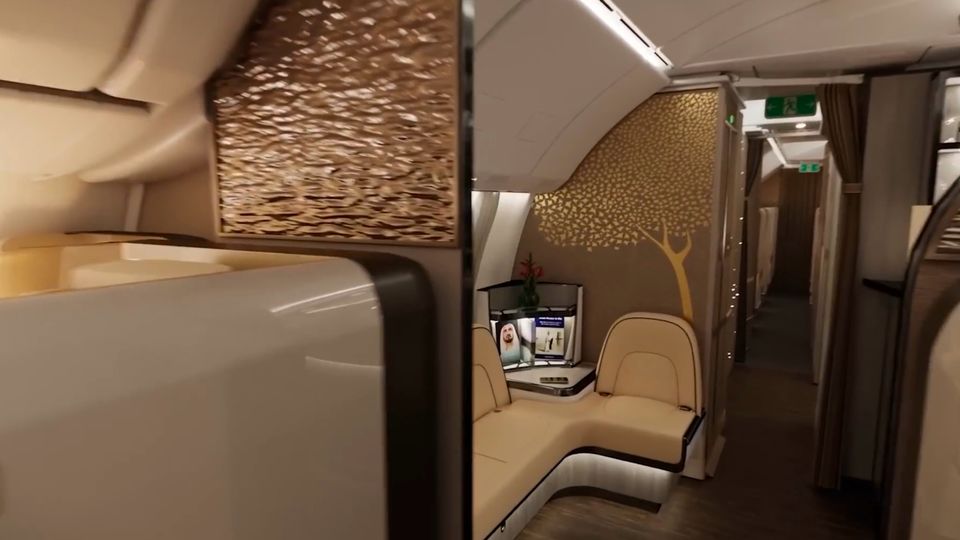 Emirates' onboard 777X lounge.