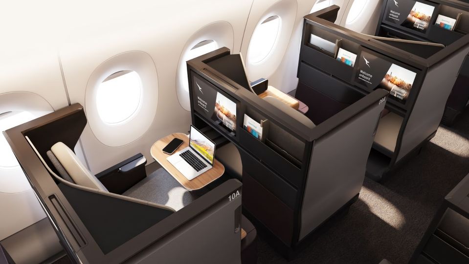 Qantas' A350-1000 business class.