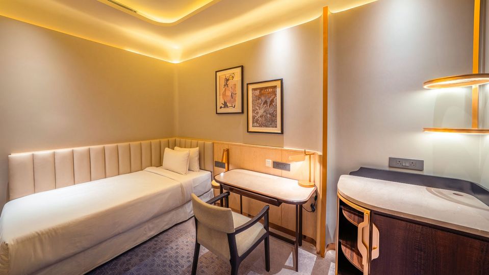 One of the first class Sleep Suites at Air India's new Maharaja Lounge, Delhi.