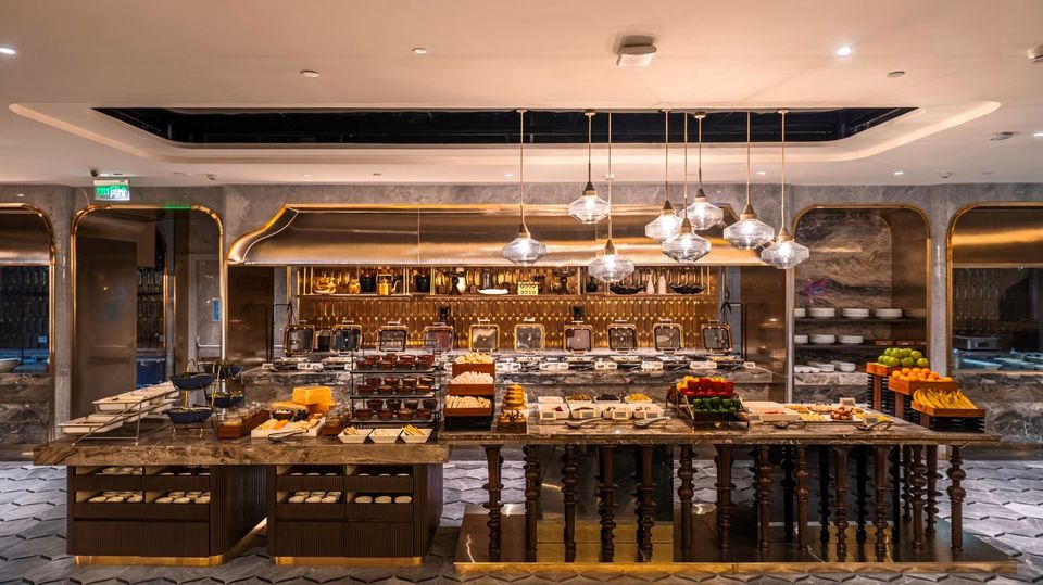The business class buffet at Air India's new Maharaja Lounge, Delhi.