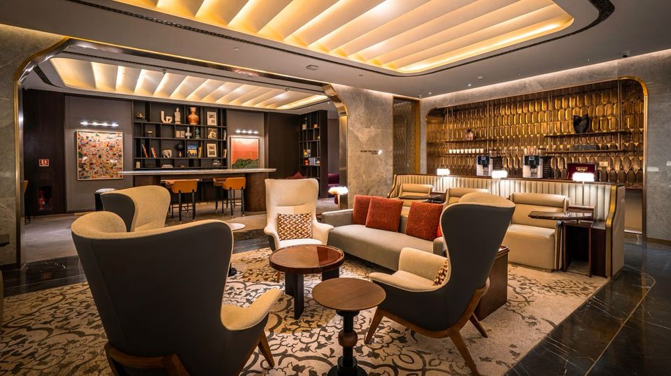 The Globetrotter’s Study at Air India's new Maharaja Lounge, Delhi.