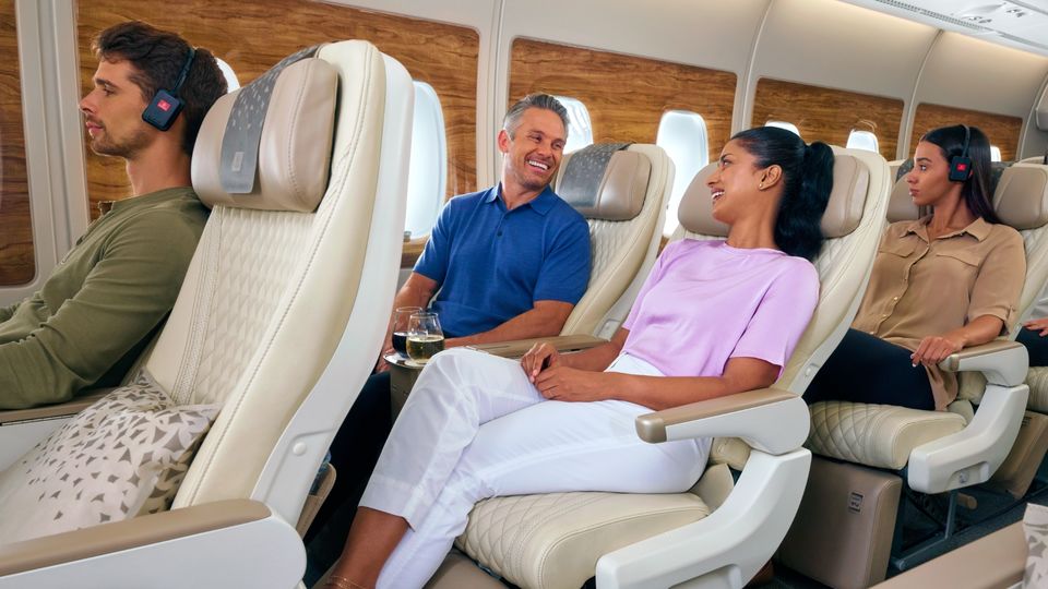 Emirates premium economy from Australia to Dubai will cost you 128,700 Qantas Points.
