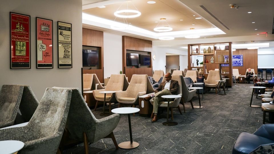The expanded and upgraded Delta Sky Club at Philadelphia.
