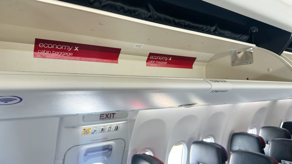 Keep your carry-on bags right above your seat in these dedicated Economy X lockers.
