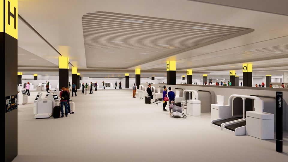 Concept render: Melbourne Airport's new T2 check-in area.