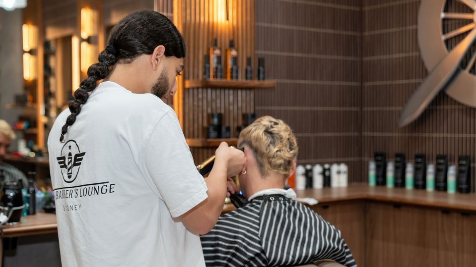 The new Barber's Lounge at Sydney Airport.